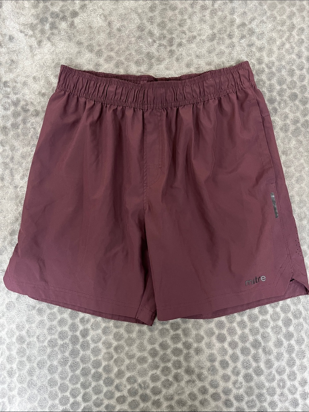 Mitre Men's Proflow Woven Burgundy/Plum Athletic Shorts with Elastic Waist